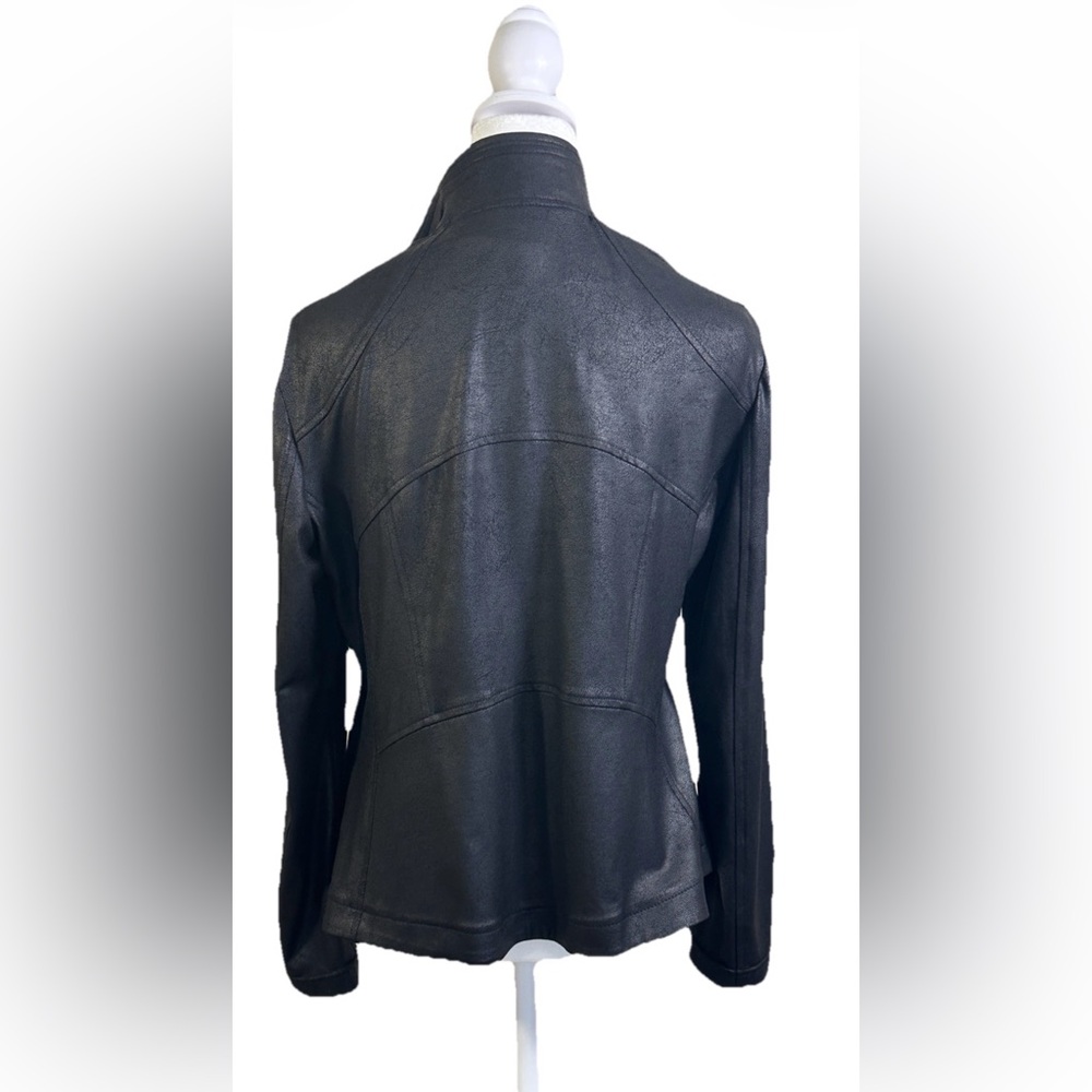 Liquid Leather Black Asymmetrical Jacket -Women’s Medium - Picture 4 of 14